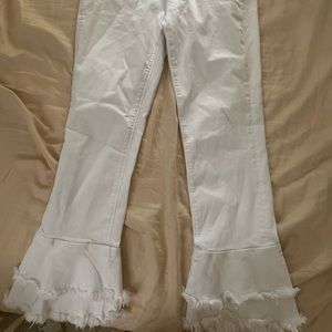1 state white jeans flare bottoms
